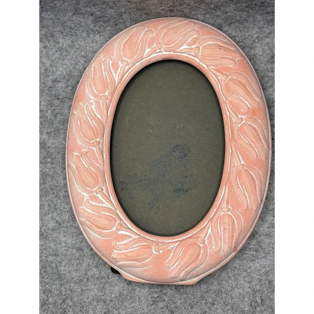 EastonTulip Floral Oval Picture Frame Pink Peach Terra cotta Made in Greece 5x7